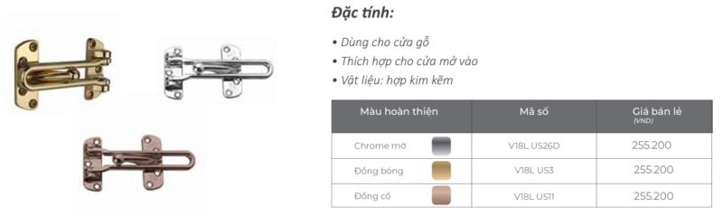Chốt Cửa Yale V18L Chot gai an toan dang cai Yale V18L
