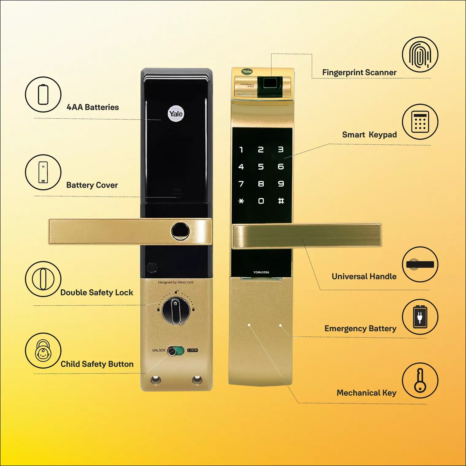 Yale YDM 4109A Gold-2 Yale YDM 4109A Gold 2