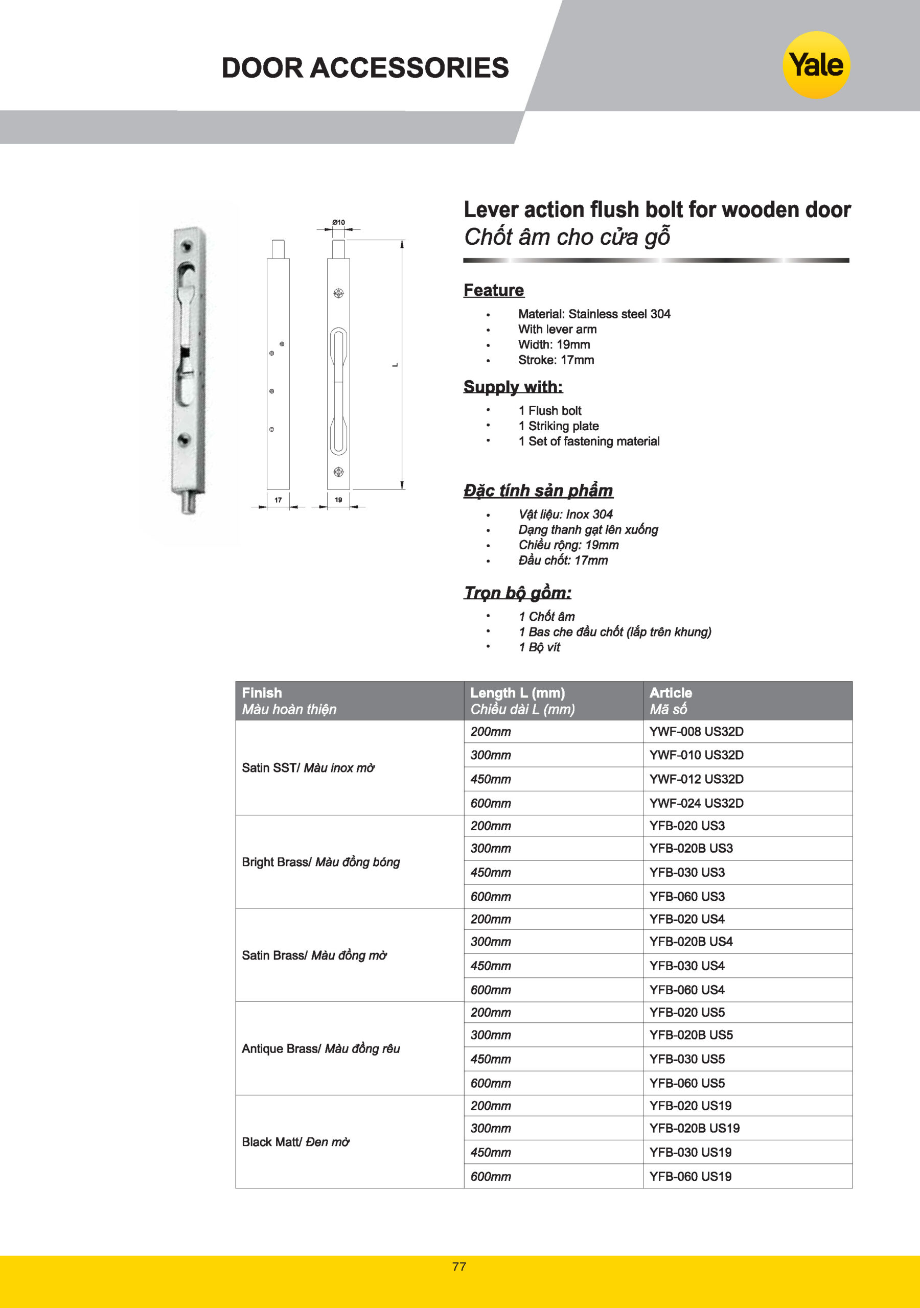 Chốt âm cửa Yale catalogue yale 2025 Page 075 scaled