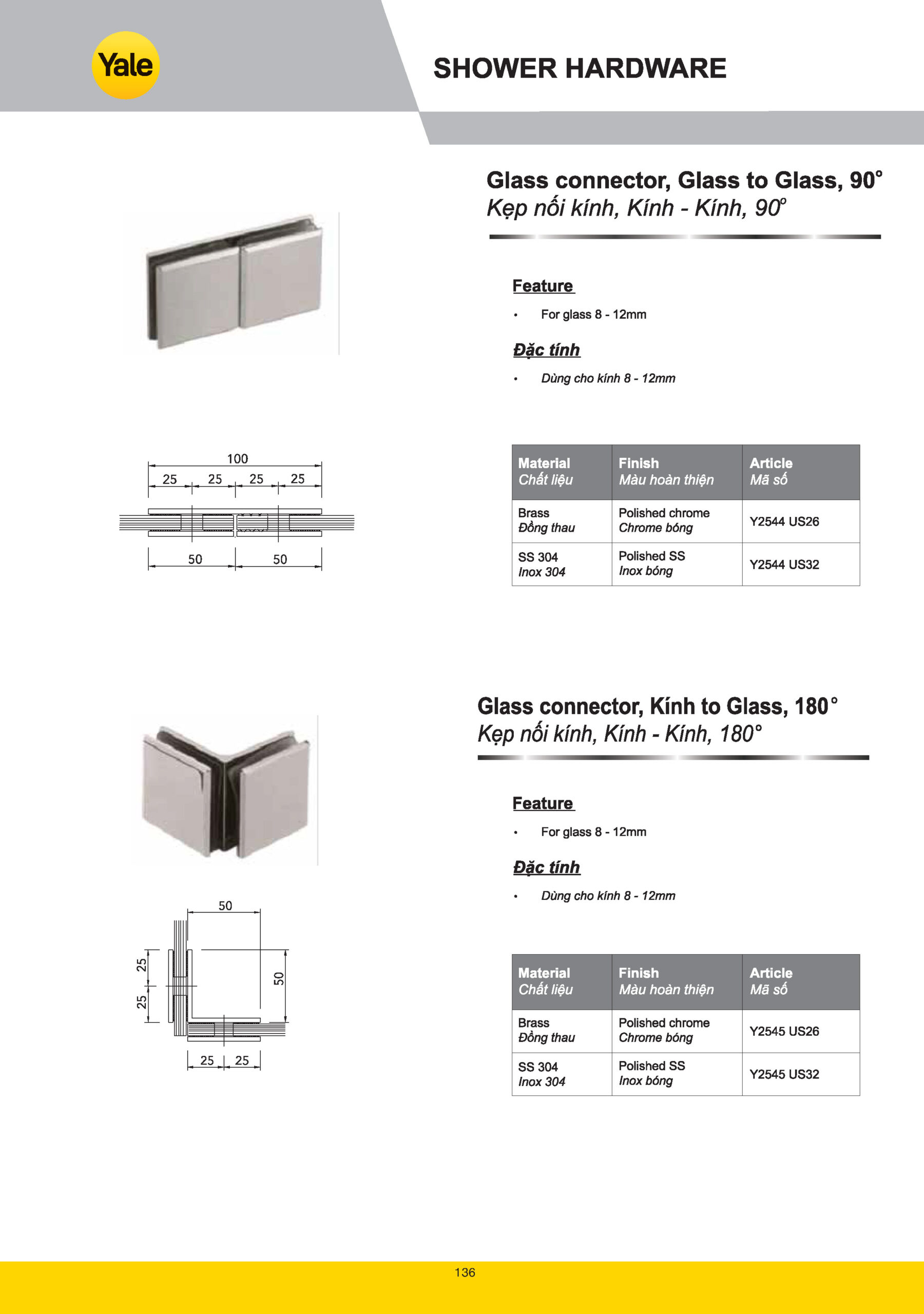Phụ kiện kính phòng tắm Yale catalogue yale 2025 Page 134 scaled