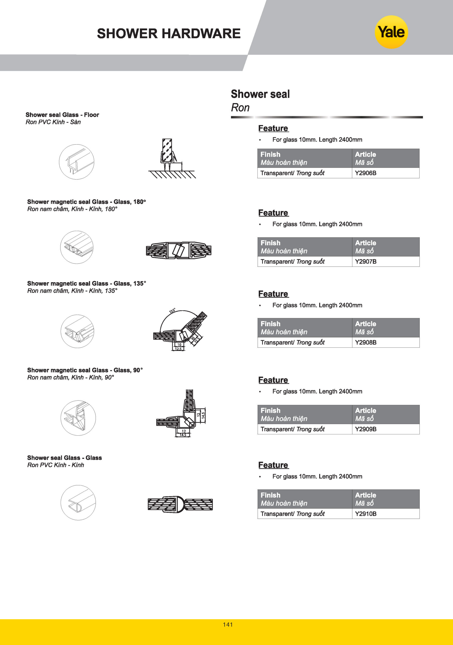 Phụ kiện kính phòng tắm Yale catalogue yale 2025 Page 139 scaled