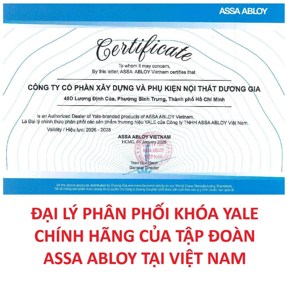 DAI LY PHAN PHOI KHOA YALE CHINH HANG CUA TAP DOAN ASSA ABLOY TAI VIET NAM