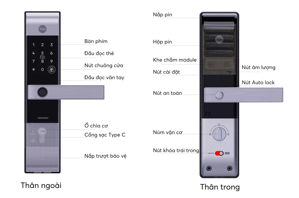 YDM3109AF CG Cau tao khoa thong minh Yale YDM 3109AF SIL
