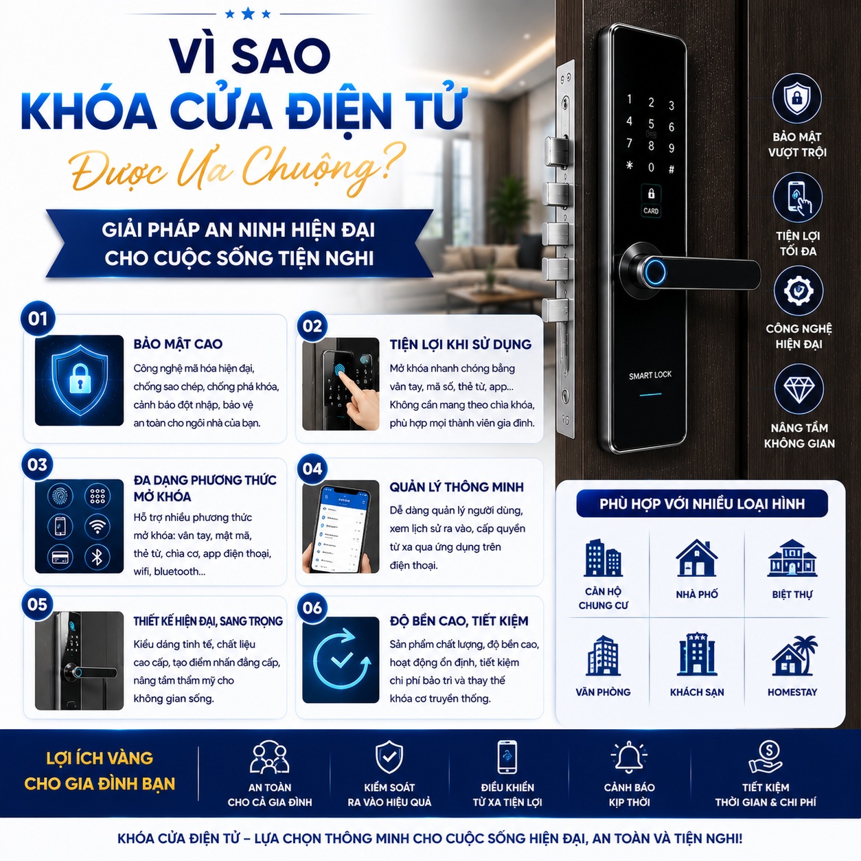 Khóa điện tử là gì? Tất cả về Khóa cửa điện tử vi sao khoa dien tu ngay cang duoc ua chuong